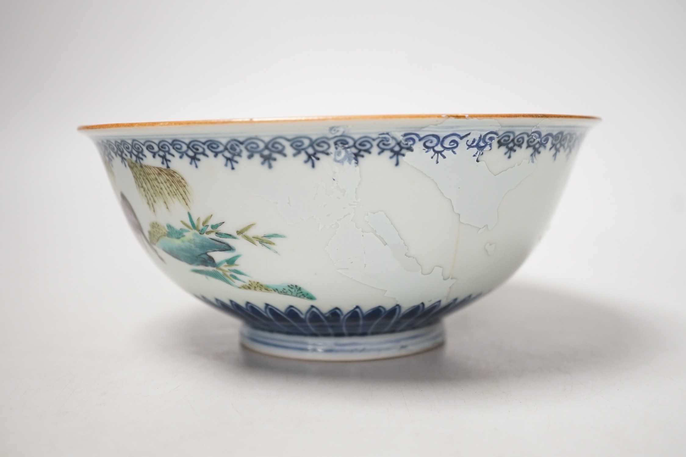 A Chinese famille rose 'eight horses' bowl, early 20th century, 18cm diameter